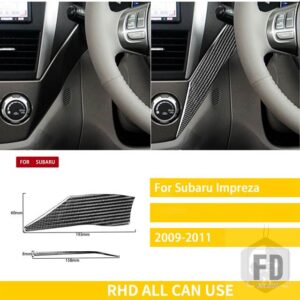 スバル インプレッサ 2009 2010 2011 アクセサリーカーボン車内中央制御サイドダッシュボードカバートリムステッカー - 2-RHD-black