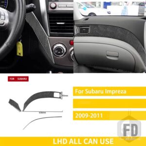 スバル インプレッサ 2009 2010 2011 アクセサリーカーボン車内中央制御サイドダッシュボードカバートリムステッカー - 3 Set LHD black