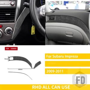 スバル インプレッサ 2009 2010 2011 アクセサリーカーボン車内中央制御サイドダッシュボードカバートリムステッカー - 3 Set RHD black