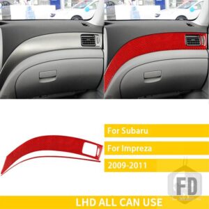 スバル インプレッサ 2009 2010 2011 アクセサリーカーボン車内中央制御サイドダッシュボードカバートリムステッカー - 1 LHD red