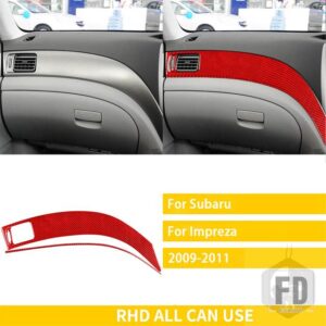 スバル インプレッサ 2009 2010 2011 アクセサリーカーボン車内中央制御サイドダッシュボードカバートリムステッカー - 1 RHD red