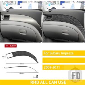 スバル インプレッサ 2009 2010 2011 アクセサリーカーボン車内中央制御サイドダッシュボードカバートリムステッカー - 1 RHD black