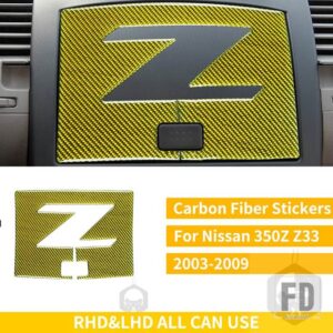 日産 350Z Z33 2003-2009 ナビゲーションカバーボックスドアダッシュカーボンステッカー装飾カーアクセサリー - Yellow
