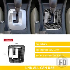 スバル インプレッサ 2012-2014/XV CROSSTREK 2013-2014 アクセサリーカーボンインテリアギアシフターパネルフレームトリムステッカー - Black LHD