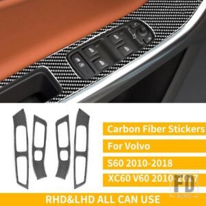 ボルボ S60 V60 XC60 2010-2018 アクセサリーカーボンインテリアフルセットカバーステッ - 6