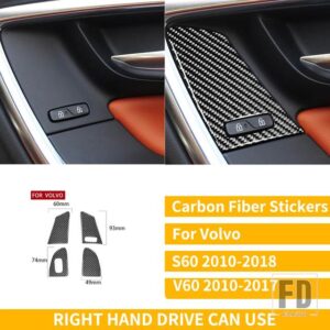 ボルボ S60 V60 XC60 2010-2018 アクセサリーカーボンインテリアフルセットカバーステッ - 8 C RHD