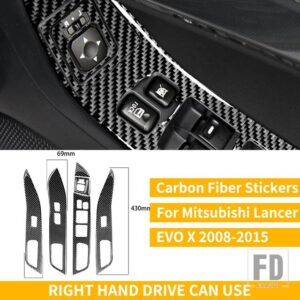 三菱 ランサー EVO X MR 2008-2015 パワーウィンドウリフトスイッチパネルカーボンステッカードアボタントリムカバー LHD RHD - RHD