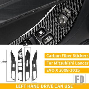 三菱 ランサー EVO X MR 2008-2015 パワーウィンドウリフトスイッチパネルカーボンステッカードアボタントリムカバー LHD RHD - LHD