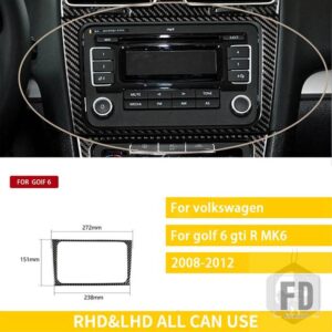 ゴルフ 6 GTI R MK6 シロッコ 2008-2012 カーボンセンターコントロールパネルエアベントギアシフトフレームトリムステッカー - 11