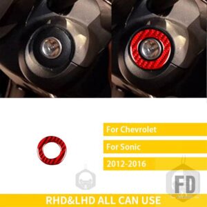 シボレー ソニック 2012-16 アクセサリーカーボンインテリアステアリングホイールボタンパネルトリムステッカー - 4 red