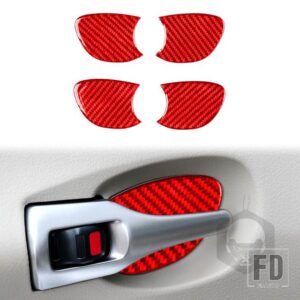 トヨタ カローラ 2007-13 アクセサリーカーボンインテリアインナードアハンドルカバートリムステッカー - Red