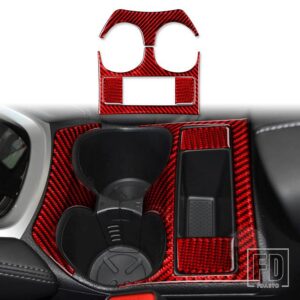 日産 エクストレイルローグ T32 2013-2021 アクセサリーカーボンインテリアカップホルダーパネルトリムステッカー装飾 - Red
