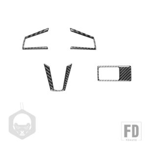 マツダ MX5 ミアータ ND 2016-2023 アクセサリーカーボンインテリアステアリングホイールヘッドライトパネルトリムステッカー装飾 - Set Black RHD