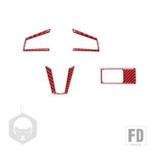 マツダ MX5 ミアータ ND 2016-2023 アクセサリーカーボンインテリアステアリングホイールヘッドライトパネルトリムステッカー装飾 - Set Red LHD