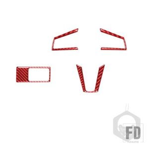 マツダ MX5 ミアータ ND 2016-2023 アクセサリーカーボンインテリアステアリングホイールヘッドライトパネルトリムステッカー装飾 - Set Red RHD