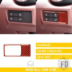 マツダ MX5 ミアータ ND 2016-2023 アクセサリーカーボンインテリアステアリングホイールヘッドライトパネルトリムステッカー装飾 - 9 Red RHD