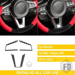 マツダ MX5 ミアータ ND 2016-2023 アクセサリーカーボンインテリアステアリングホイールヘッドライトパネルトリムステッカー装飾 - 8 Black