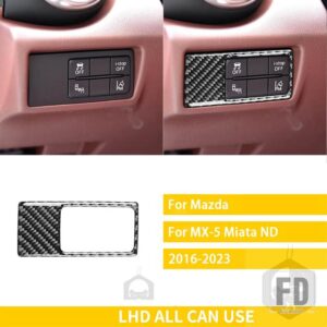 マツダ MX5 ミアータ ND 2016-2023 アクセサリーカーボンインテリアステアリングホイールヘッドライトパネルトリムステッカー装飾 - 9 Black LHD