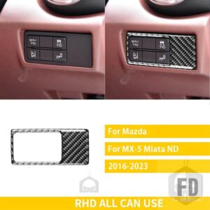 マツダ MX5 ミアータ ND 2016-2023 アクセサリーカーボンインテリアステアリングホイールヘッドライトパネルトリムステッカー装飾 - 9 Black RHD