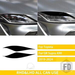 トヨタ GR スープラ A90 2019-24 アクセサリーカーボン車外装ランプアイブロウトリムステッカー装飾 - Black plastic