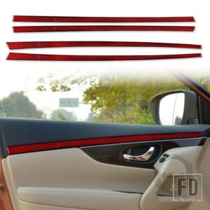 日産 エクストレイルローグ T32 2013-2021 アクセサリーカーボンインテリアドアトリムステッカー装飾 - Red