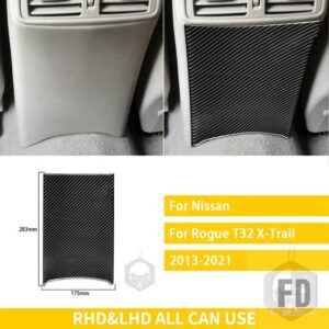 日産 エクストレイルローグ T32 2013-2021 アクセサリーカーボンインテリア車リアエアアウトレット抗キックイントリムステッカー装飾 - Black