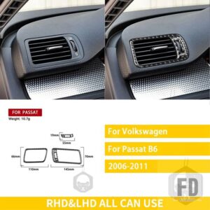 VW パサート 39022 アクセサリーカーボンインテリア計器エアアウトレットトリムステッカー - 1 black