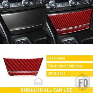 ホンダ アコード 10TH 世代 2018-21 アクセサリーカーボン車内中央制御収納ボックスカバーステッカー - Red