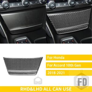 ホンダ アコード 10TH 世代 2018-21 アクセサリーカーボン車内中央制御収納ボックスカバーステッカー - Black