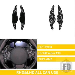 トヨタ GR スープラ A90 2019-22 アクセサリーカーボン車内ステアリングホイールパドルシフト装飾 - Forged Carbon