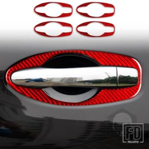 日産 エクストレイルローグ T32 2013-2021 アクセサリーカーボンインテリア車外側ドアハンドルトリムステッカー装飾 - Red