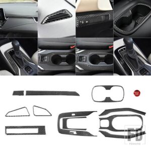 カローラ 2019 2020 アクセサリーカーボン 12個 フルインテリアスーツステッカー装飾 - 12pcs black LHD