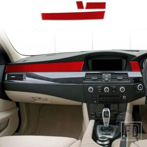 BMW 5シリーズ E60 2004-2010 アクセサリーカーボン車内助手席中央制御計器トリムステッカー - Red RHD