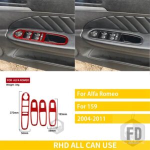 アルファロメオ 159 38292 アクセサリーカーボン車室内窓昇降パネルステッカー - Window lift panel4