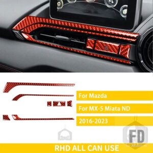 マツダ MX5 2016-2023 アクセサリーカーボンセンターダッシュボード空調ベント AC コンセントフレームカバーステッカー - LHD red