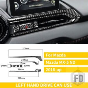 マツダ MX5 2016-2023 アクセサリーカーボンセンターダッシュボード空調ベント AC コンセントフレームカバーステッカー - LHD Black
