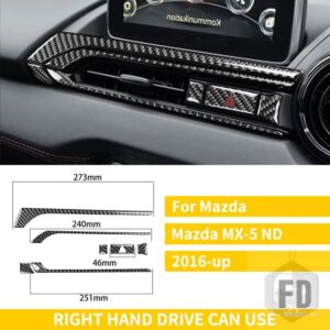マツダ MX5 2016-2023 アクセサリーカーボンセンターダッシュボード空調ベント AC コンセントフレームカバーステッカー - RHD Black