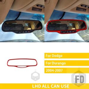 ダッジデュランゴ 38169 アクセサリーカーボン車内中央バックミラーパネルトリムステッカー - Red