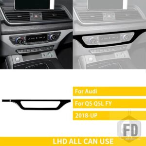 アウディ Q5 Q5L 年度 2018-23 アクセサリーカーボンインテリア CD パネルパネルトリムステッカー - Black plastic LHD