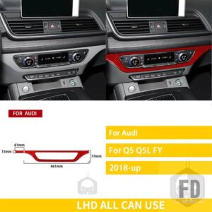 アウディ Q5 Q5L 年度 2018-23 アクセサリーカーボンインテリア CD パネルパネルトリムステッカー - Red Carbon LHD