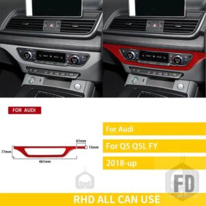 アウディ Q5 Q5L 年度 2018-23 アクセサリーカーボンインテリア CD パネルパネルトリムステッカー - Red Carbon RHD
