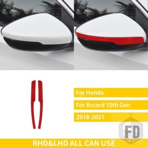 ホンダ アコード 10TH 世代 2018-21 アクセサリーカーボンインテリアバックミラーストリップステッカー - Red