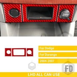 ダッジデュランゴ 38169 アクセサリーカーボン車内電源ソケットカバートリムステッカー装飾 - B red