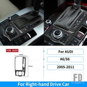 アウディ A6 S6 C6 2005-2011 カーアクセサリーギアシフトサイドパネルトリムカバーカーボンステッカー装飾 - RHD 3