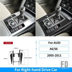 アウディ A6 S6 C6 2005-2011 カーアクセサリーギアシフトサイドパネルトリムカバーカーボンステッカー装飾 - A RHD