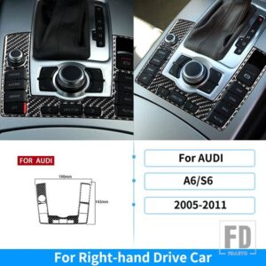 アウディ A6 S6 C6 2005-2011 カーアクセサリーギアシフトサイドパネルトリムカバーカーボンステッカー装飾 - RHD 2