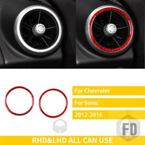 シボレー ソニック 2012-2016 アクセサリーカーボン車内計器パネルデフォッガーエアアウトレットトリムステッカー - 2 red