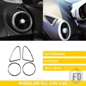 シボレー ソニック 2012-2016 アクセサリーカーボン車内計器パネルデフォッガーエアアウトレットトリムステッカー - SET black