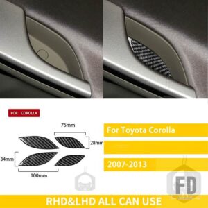 トヨタ カローラ 2007-13 アクセサリーカーボンインテリアドア収納スロットパッドカバートリムステッカー - Black
