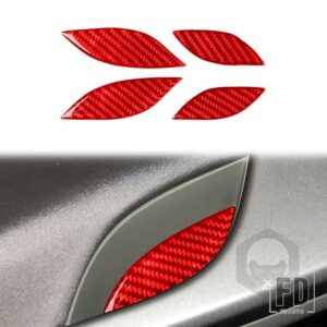 トヨタ カローラ 2007-13 アクセサリーカーボンインテリアドア収納スロットパッドカバートリムステッカー - Red